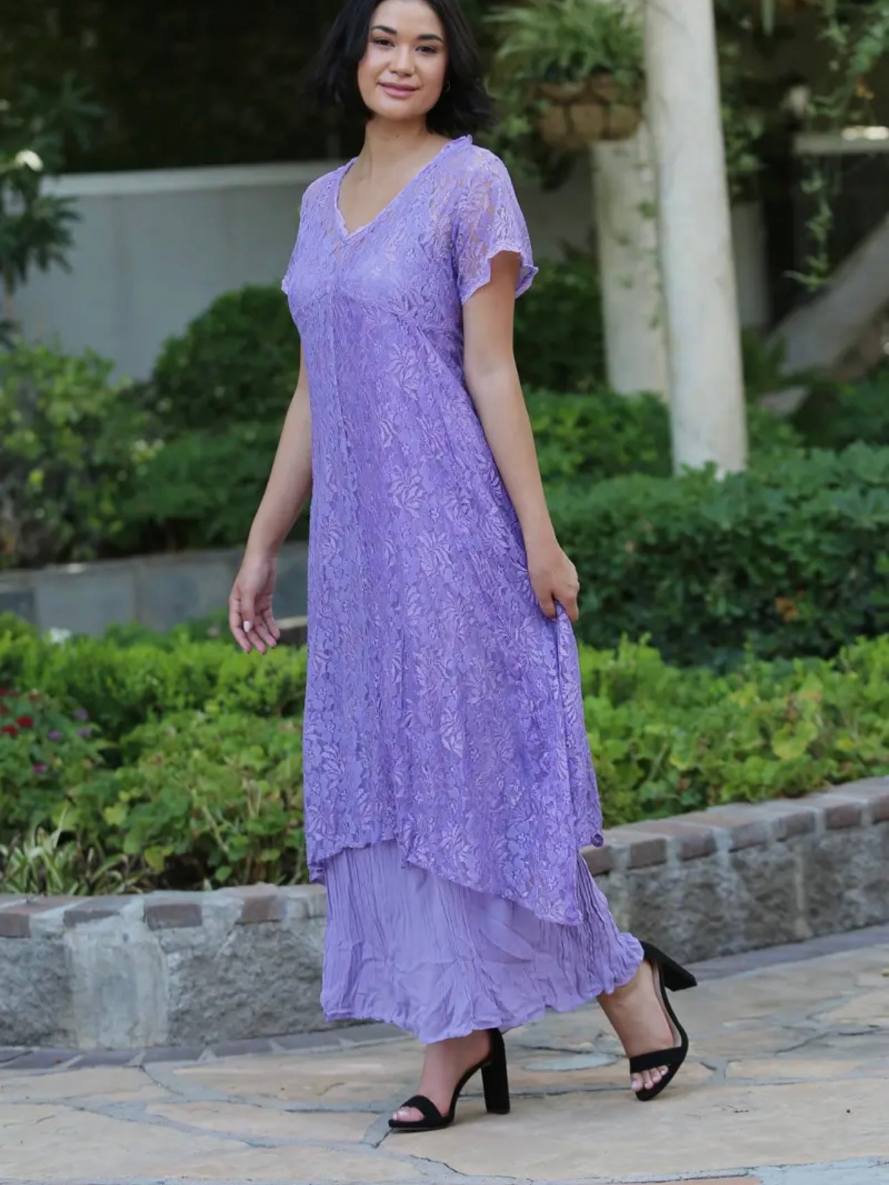 Violet Layered Lace Maxi Dress