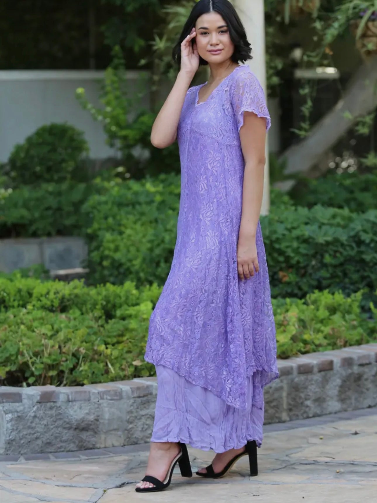 Violet Layered Lace Maxi Dress