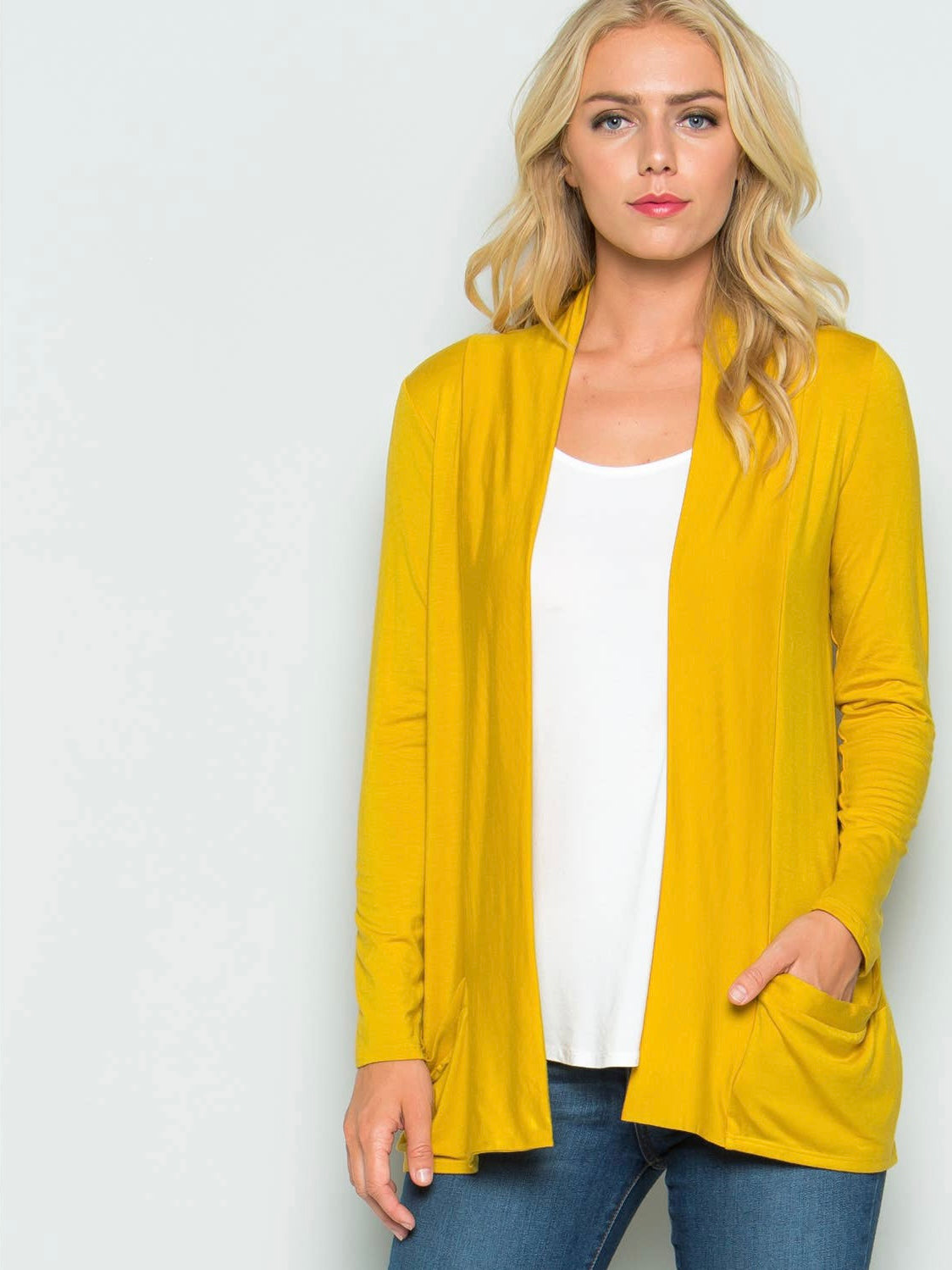 Solid Open Front Cardigan